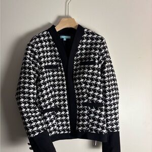 Fresh Twist Black and White Houndstooth Blazer , Size Large
